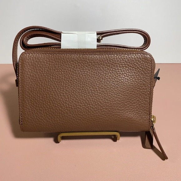 KIKO Crossbody Wallet Bag Brown Pebbled Genuine Leather Style 766 OS - Picture 2 of 5